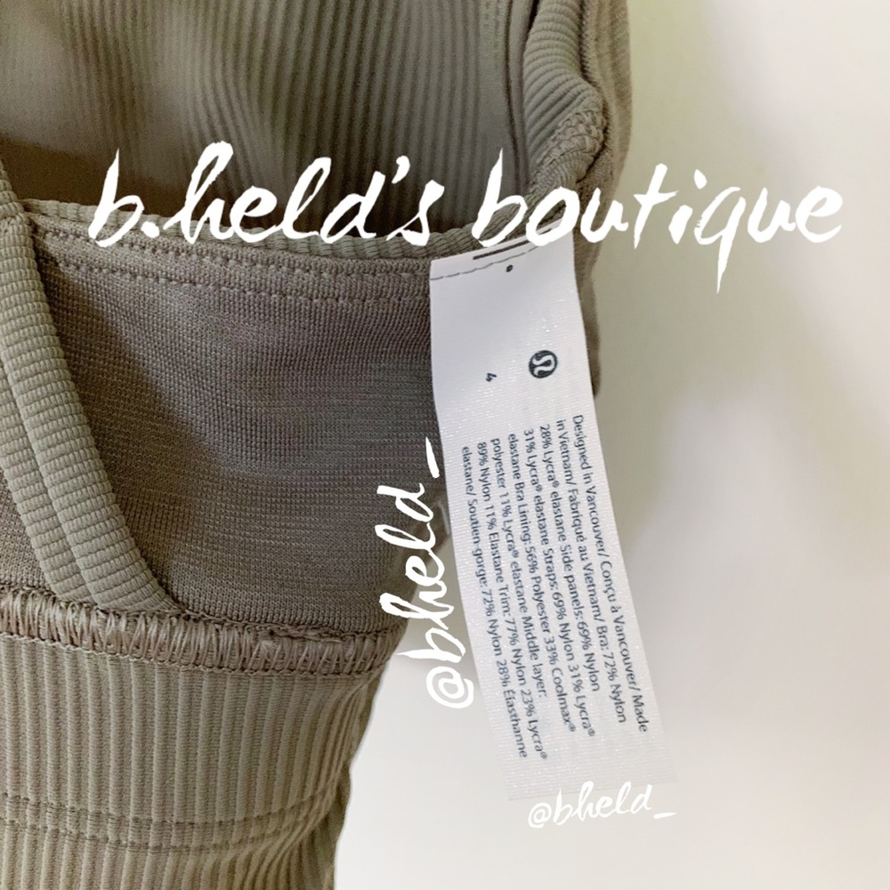 lululemon Energy Bra Long Line Ribbed in Rover Brown Tan Grey Size 4 New NWT - Picture 10 of 15